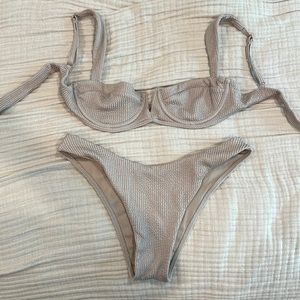 Monday Swimwear Oat Crinkle Bikini (S top M bottom)
